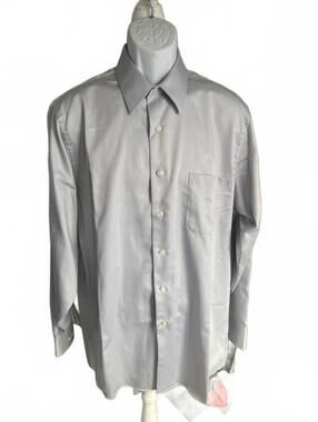 Geoffrey Beene Large Gray Satin Dress Shirt 16 1/2 - 34/35